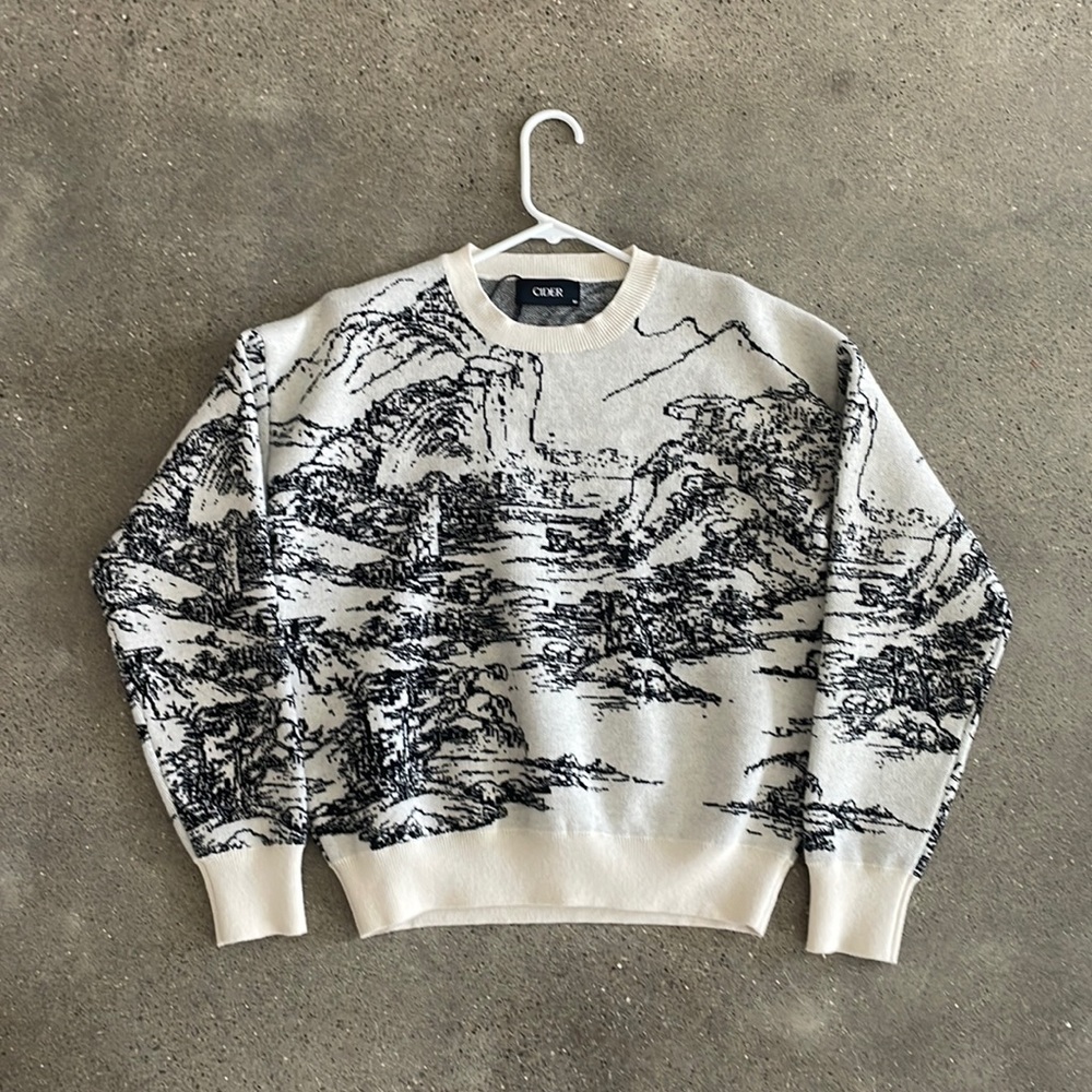 Landscape pattern sweater